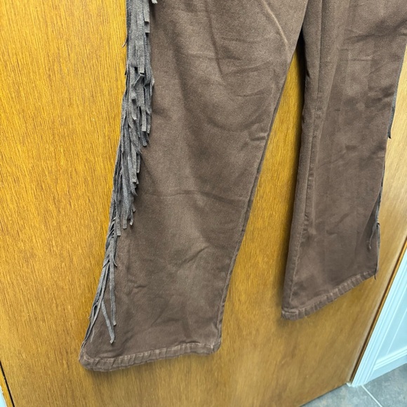 NEW Oyrosy Vintage Western Fringe Flared Jeans Brown Small - Picture 6 of 13